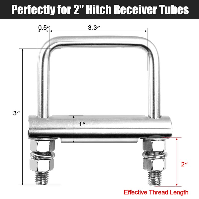 CZC AUTO Hitch Clamp Stainless Steel Anti-Rattle Stabilizer Cross Clamp 2 Inch for Hitches On Trailers of Trucks SUV Vans RV, Hitch Tightener for Hitch Tray Cargo Carrier Bike Rack Trailer Ball Mount - Image 2